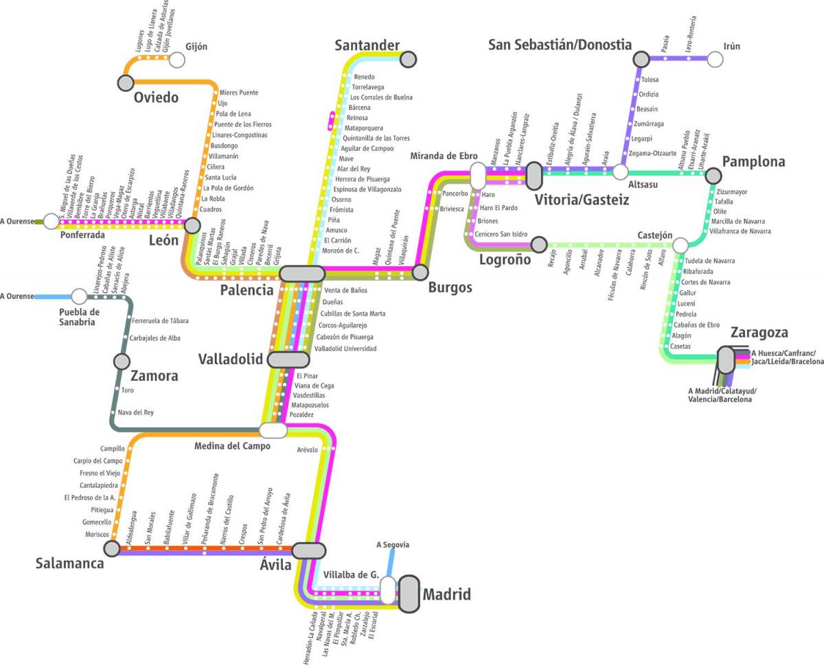 карта Ренфе воза мапи Мадрида