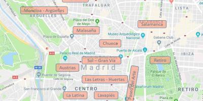 Карта Мадрид Шпанија насеља
