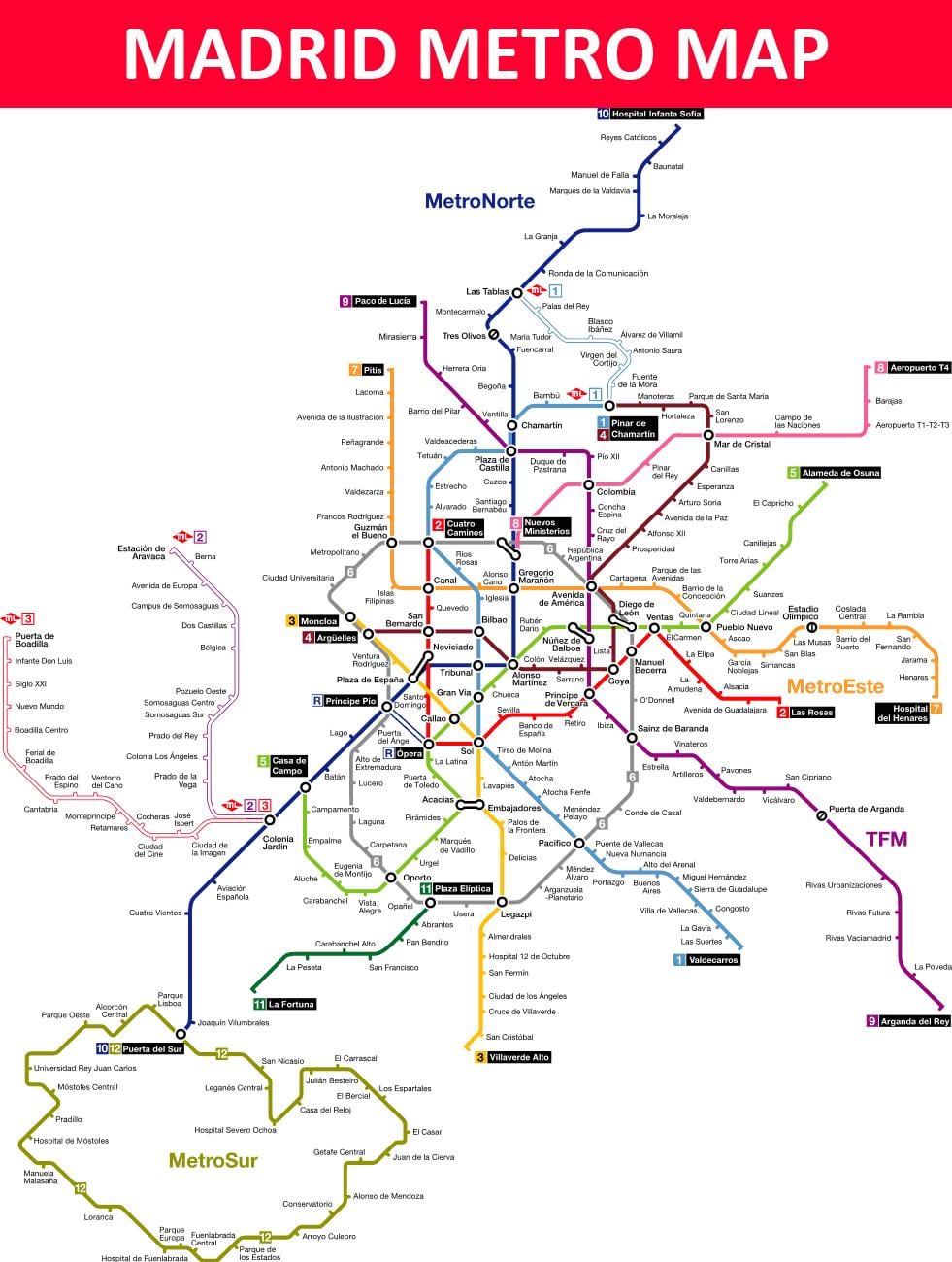 Метро Мадрид Шпанија карта