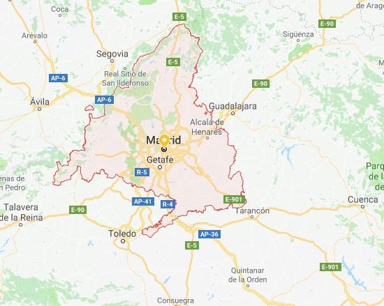 карта Мадриду и околним градовима