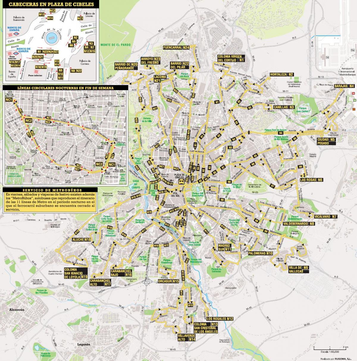 аутобуске линије Мадрид мапи