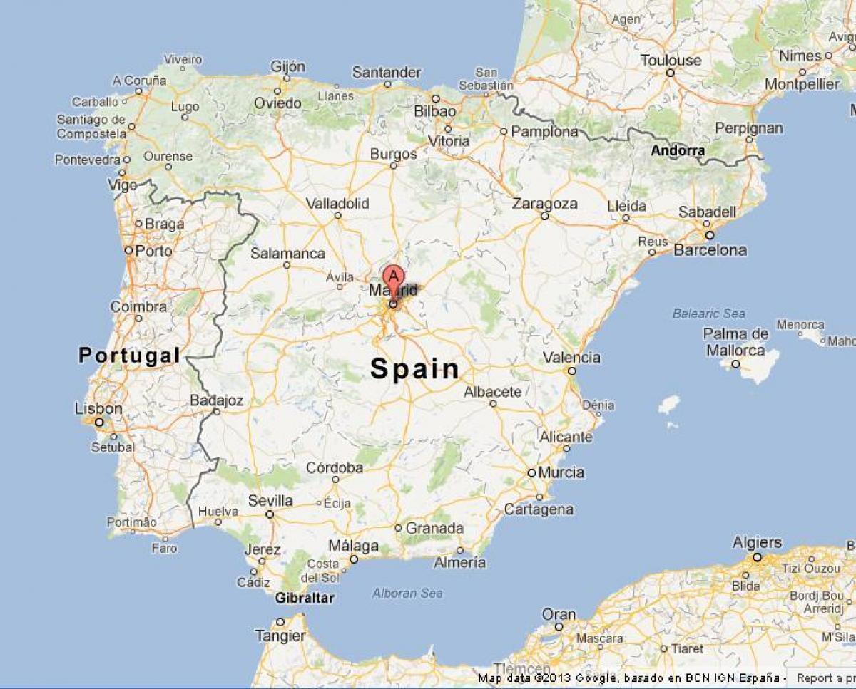 мапа Шпаније показује Мадрид