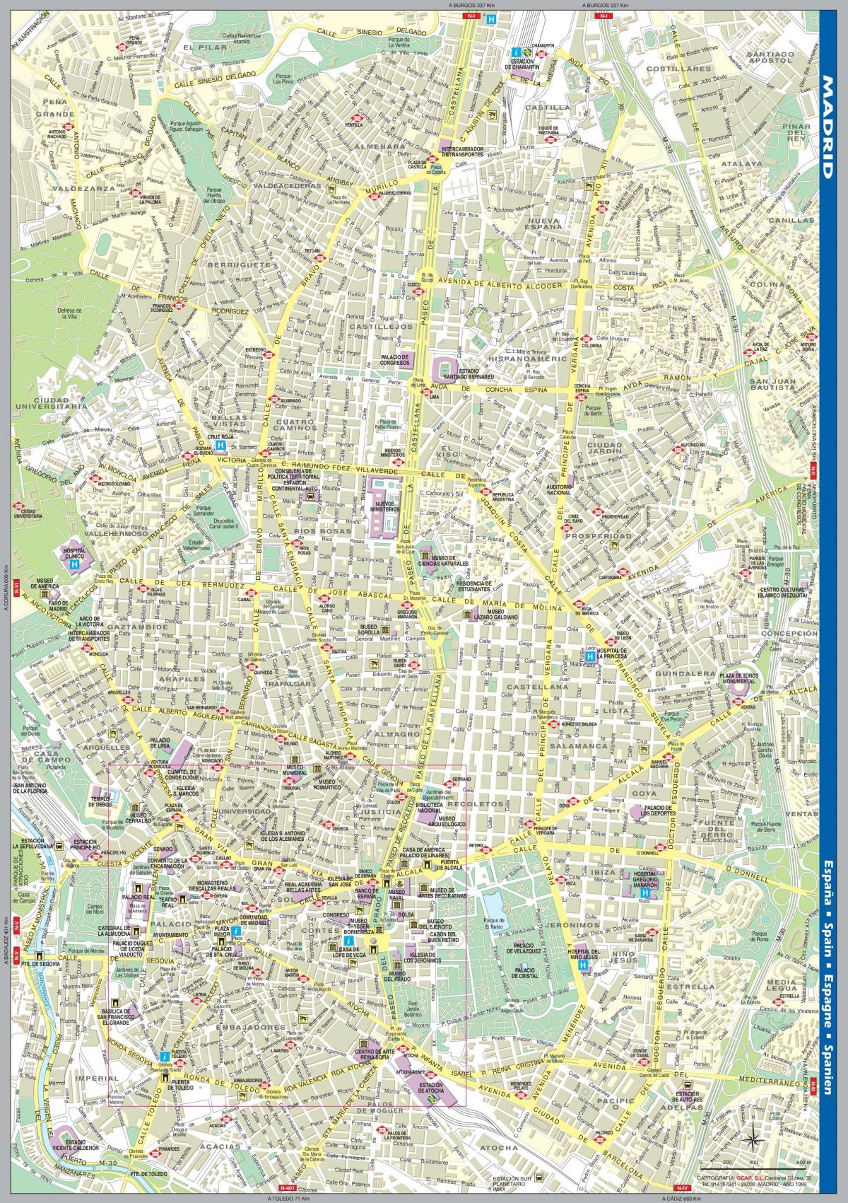 карта улицама Мадрида до центра града 